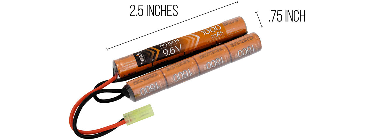 LANCER TACTICAL - 9.6v 1600 mAh NiMH Battery Timiya Plug