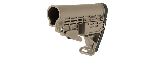 RANGER ARMORY - Tactical Mil-Spec Butt Stock for AEG M4 Buffer Tube Airsoft Rifle (Tan)