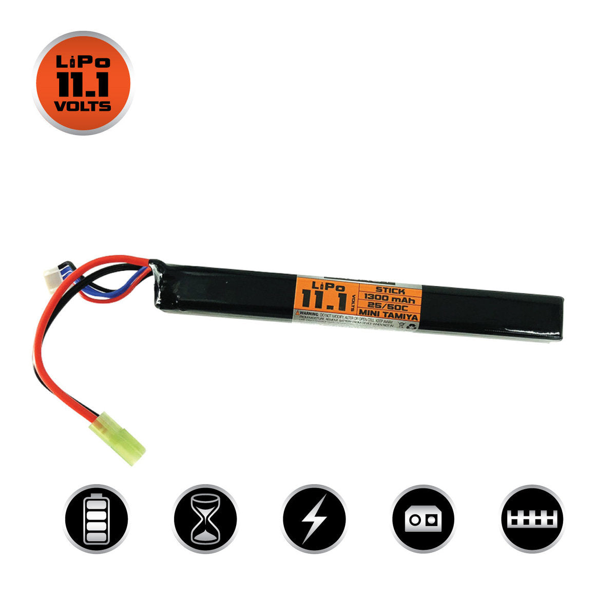 Valken LiPo 11.1V 1300mAh 50C Stick Airsoft Battery