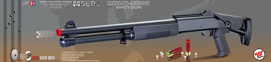 DOUBLE EAGLE - M56DL Tri-Shot Spring Shotgun Long Barrel Retractable Stock