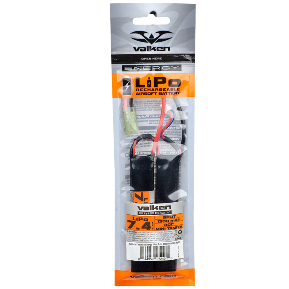VALKEN - Battery V Energy LiPo 7.4V 1300mAh 30C 2 Split Mini Tamiya