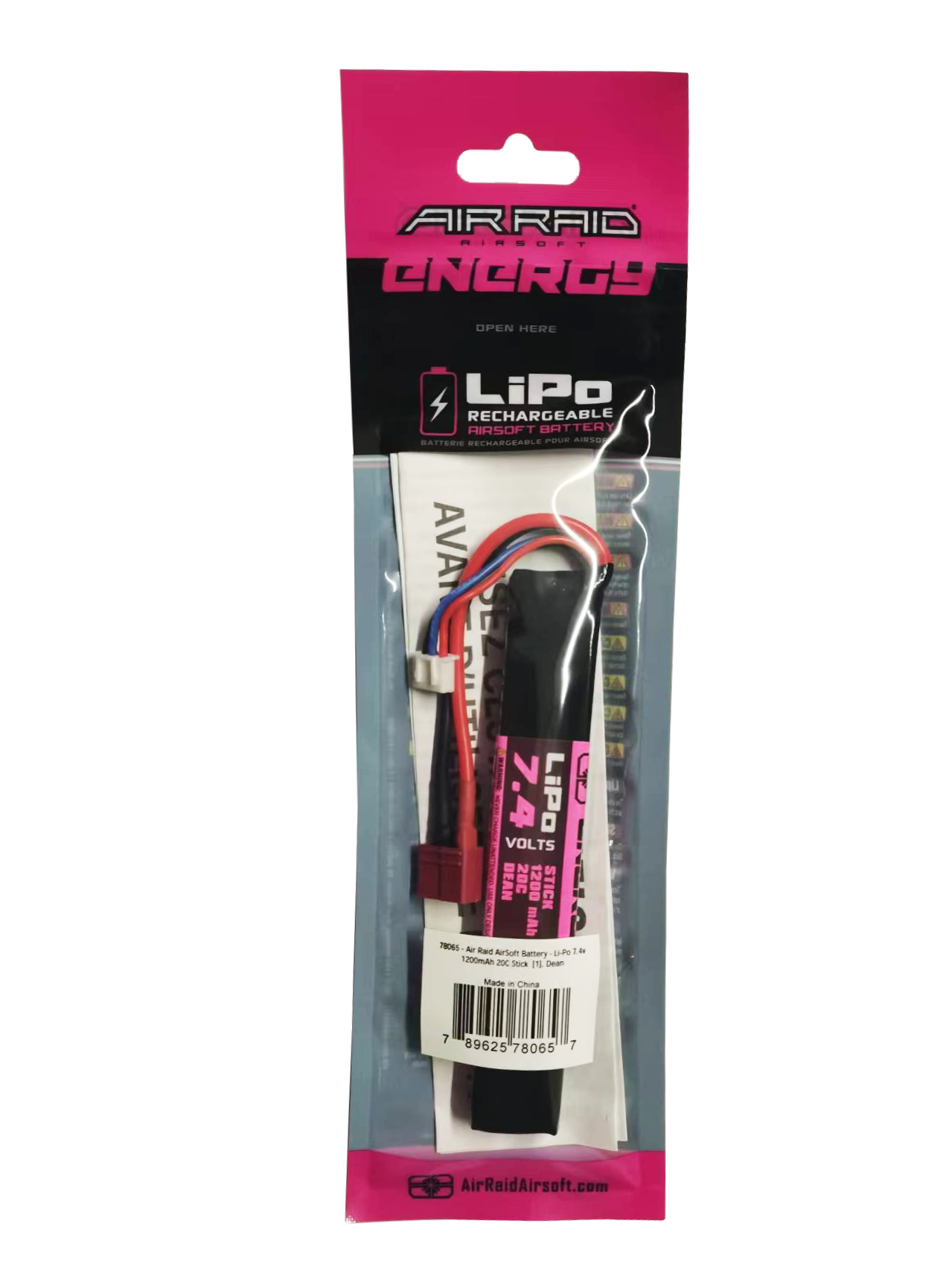 Air Raid - Li-Po 7.4V 1200mAh 20C Stick Battery - Deans