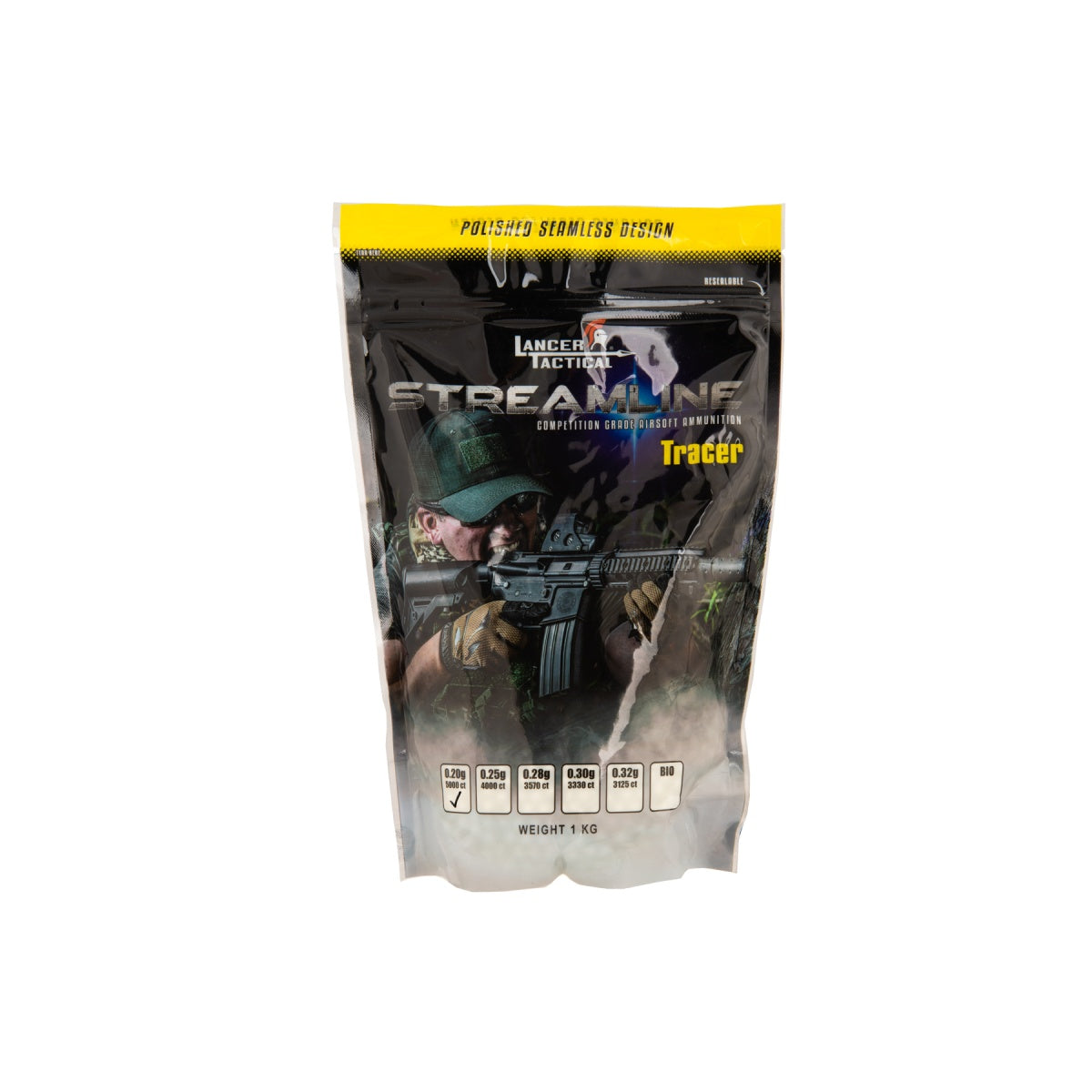 Lancer Tactical - 5000 Round 0.20g Streamline Competition Grade Tracer BBs - (Green)
