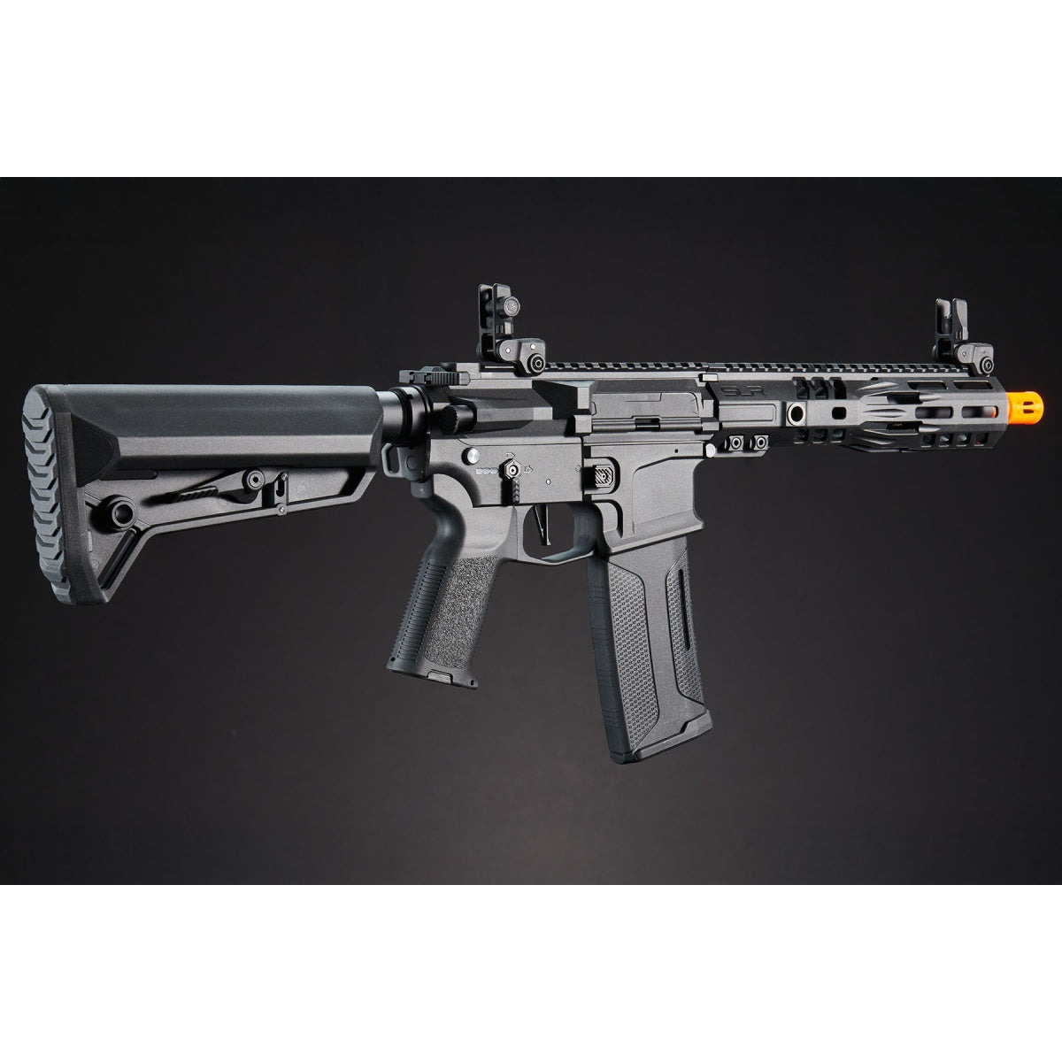 SLR SD - Lancer Tactical Gen 3 AEG Airsoft Rifle w/ Licensed SLR Handguard & Mock Suppressor - (Black) - 9"