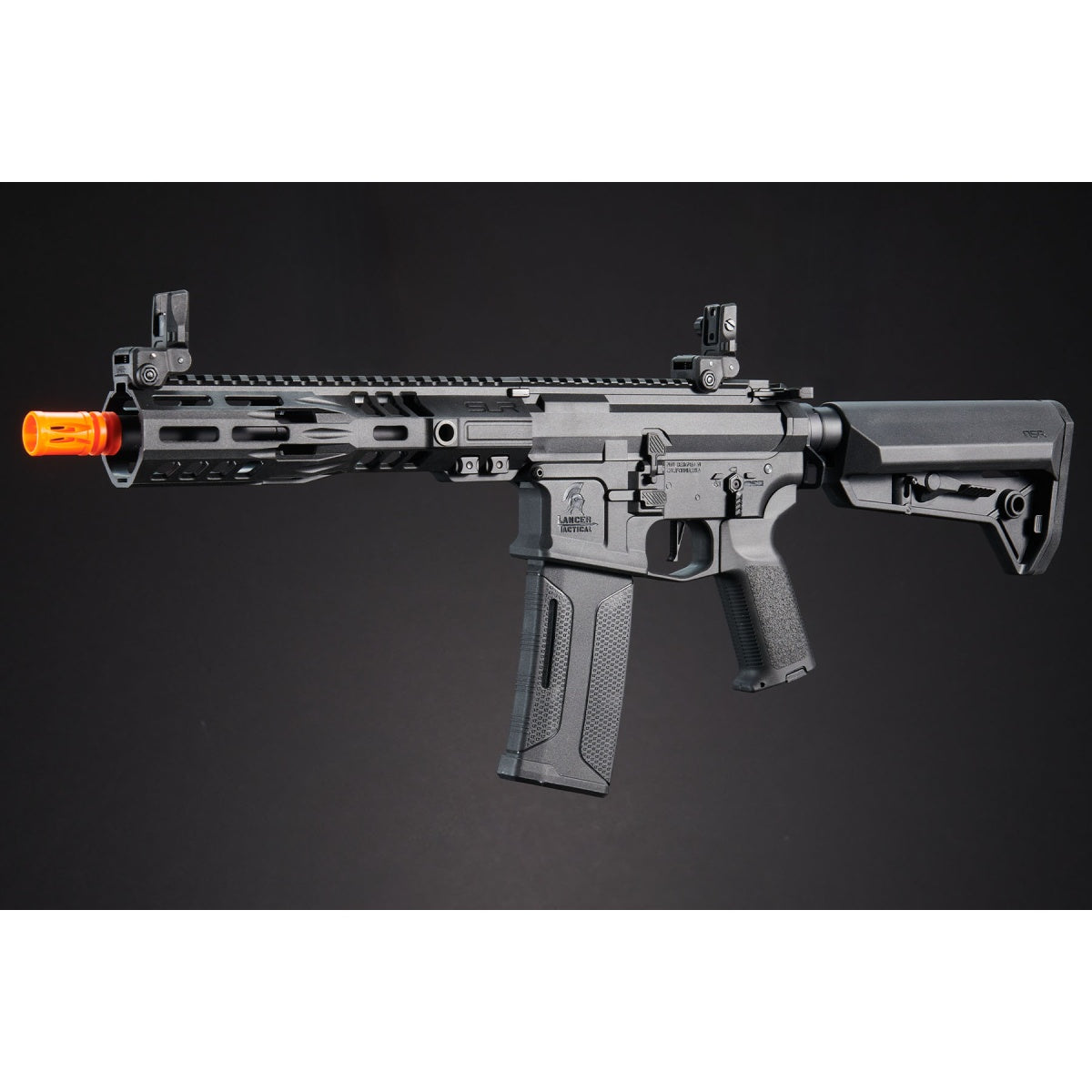 SLR SD - Lancer Tactical Gen 3 AEG Airsoft Rifle w/ Licensed SLR Handguard & Mock Suppressor - (Black) - 9"