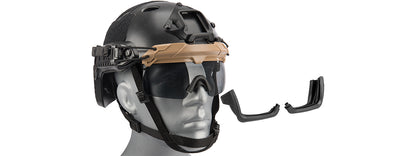 LANCER TACTICAL - Helmet Safety Goggles [Tinted Lens] (Tan)