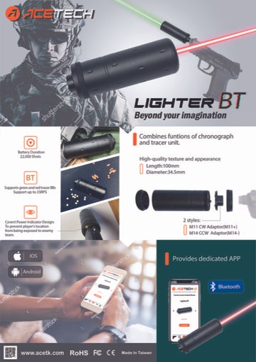 ACETECH - Lighter BT Ultra-Compact Rechargeable Tracer Unit w/ Bluetooth Capability