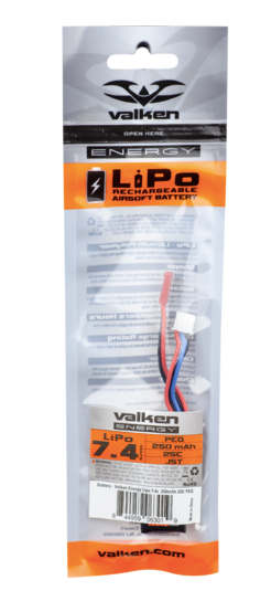 VALKEN - LiPo 7.4v 250mAh 25C Battery Mini JST