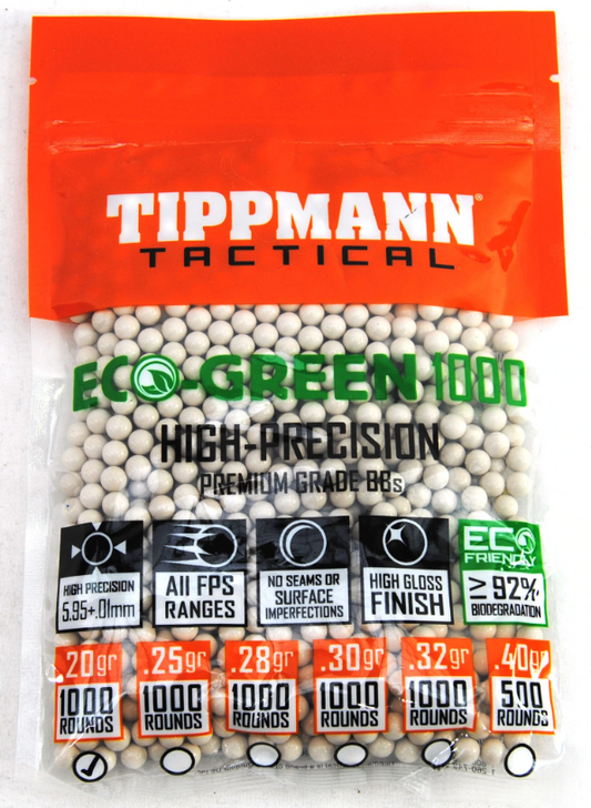 Tippmann Tactical - Eco-Green High-Precision Premium Grade Airsoft 6mm BB's 1000ct