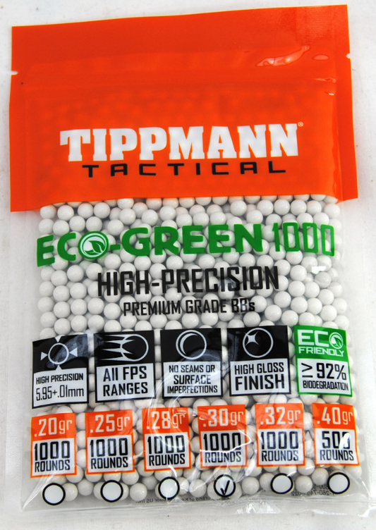 Tippmann Tactical - Eco-Green High-Precision 6mm Airsoft  BB's 1000ct .30g