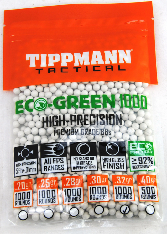 Tippmann Tactical - Eco-Green High-Precision 6mm Airsoft  BB's 1000ct .32g
