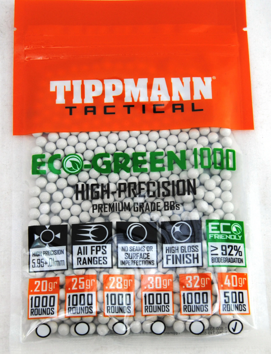 Tippmann Tactical - Eco-Green High-Precision 6mm Airsoft  BB's 500ct .40g